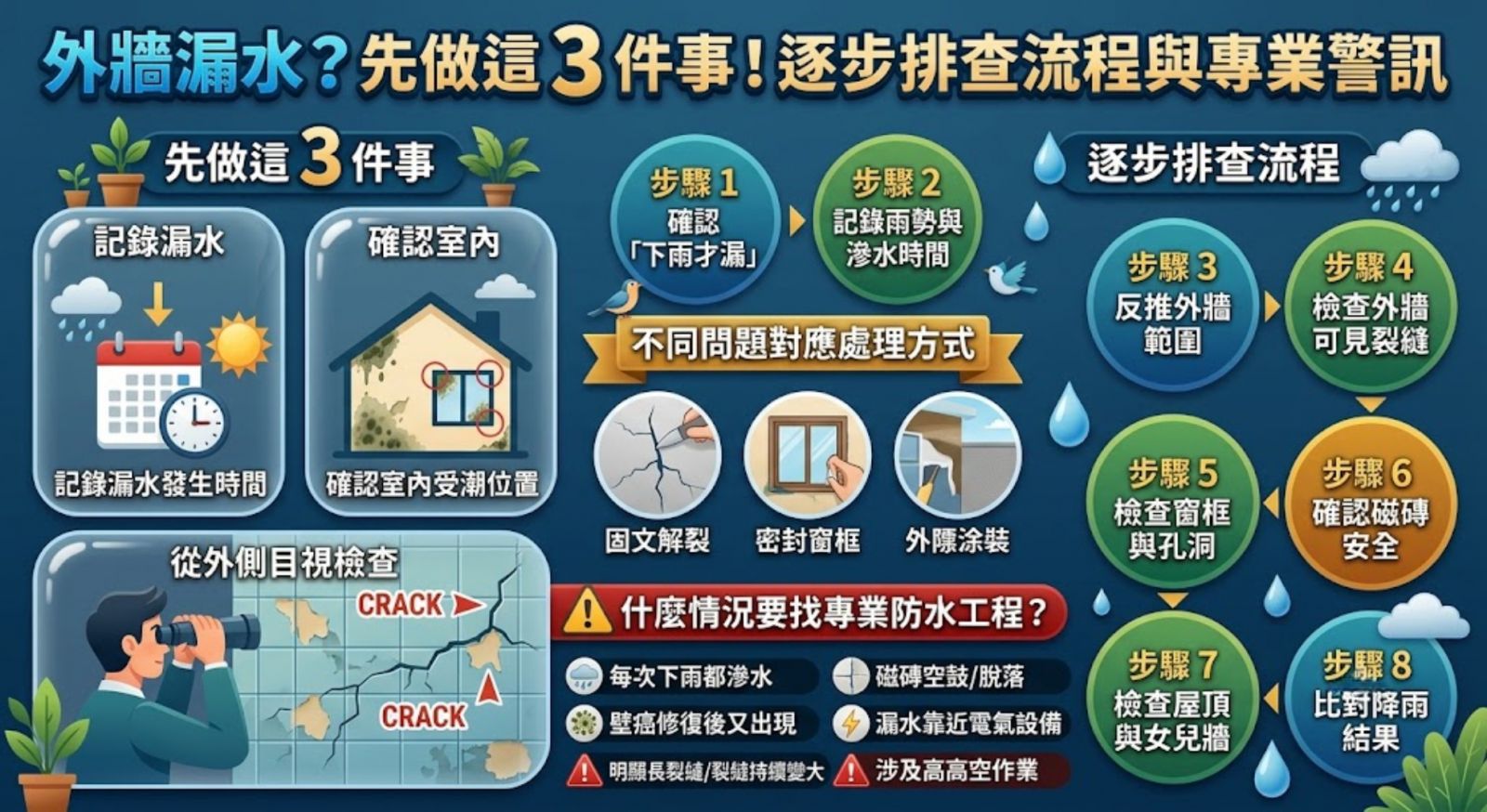 外牆防水怎麼做？漏水原因、排查流程、施工方式與注意事項一次看懂
